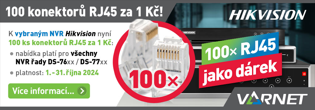 K NVR Hikvision 100 ks konektorů RJ45