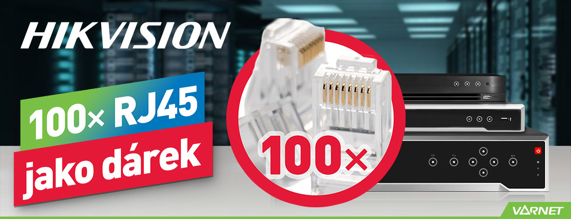 K NVR Hikvision 100ks konektorů RJ45 za 1kč